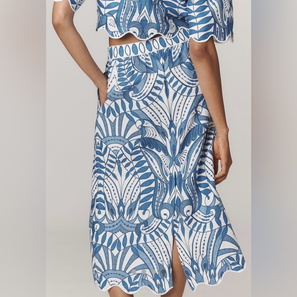 FARM Rio Lace Nature Euroflax™ Premium Linen Midi Skirt - Picture 5 of 15